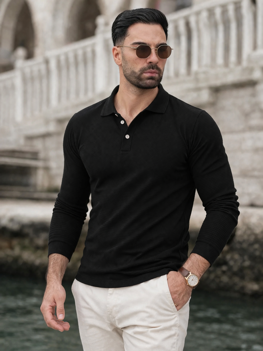 BLACK TEXTURED SHIRT-FT