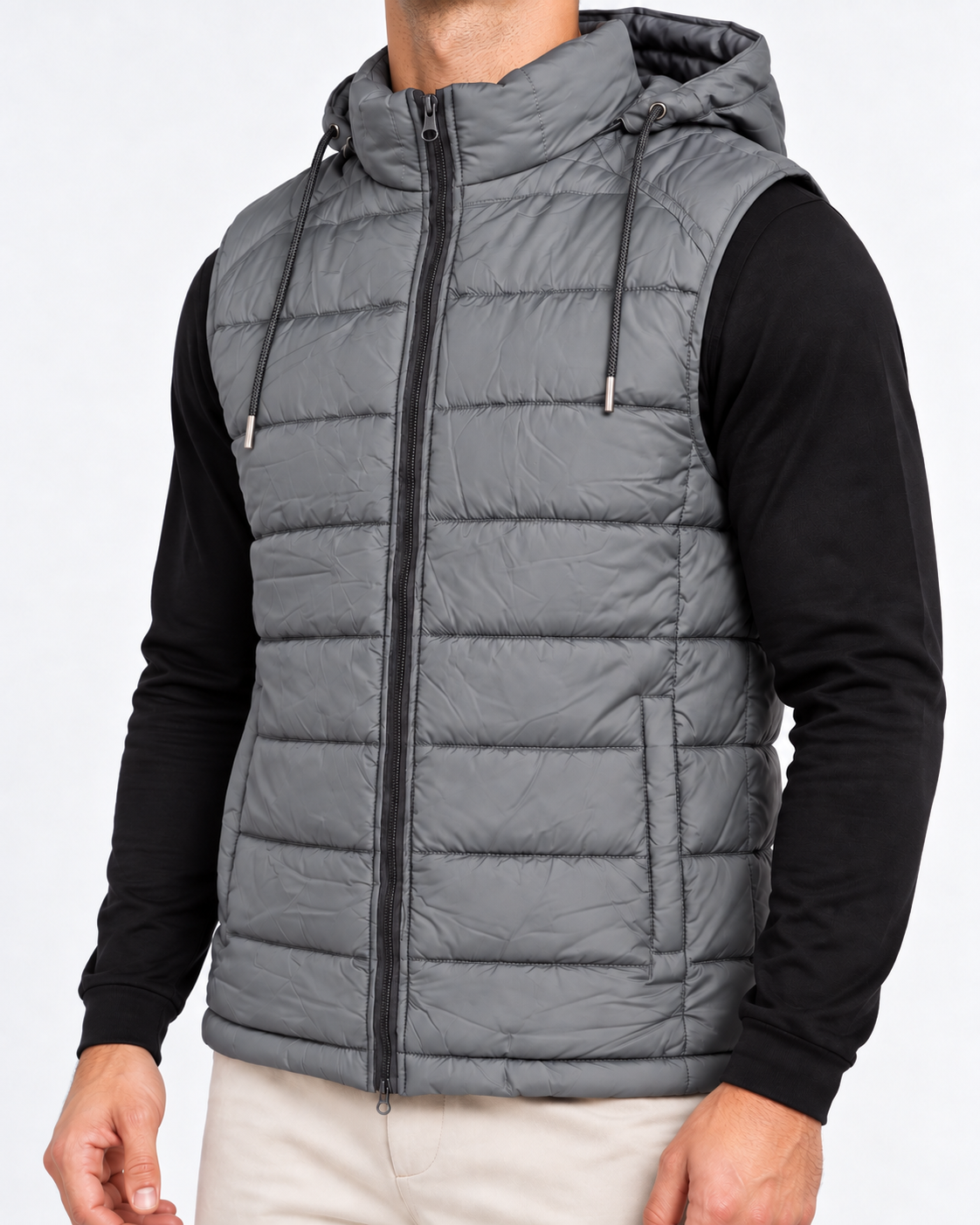 Elovery Men’s Grey Sleeveless Puffer Vest