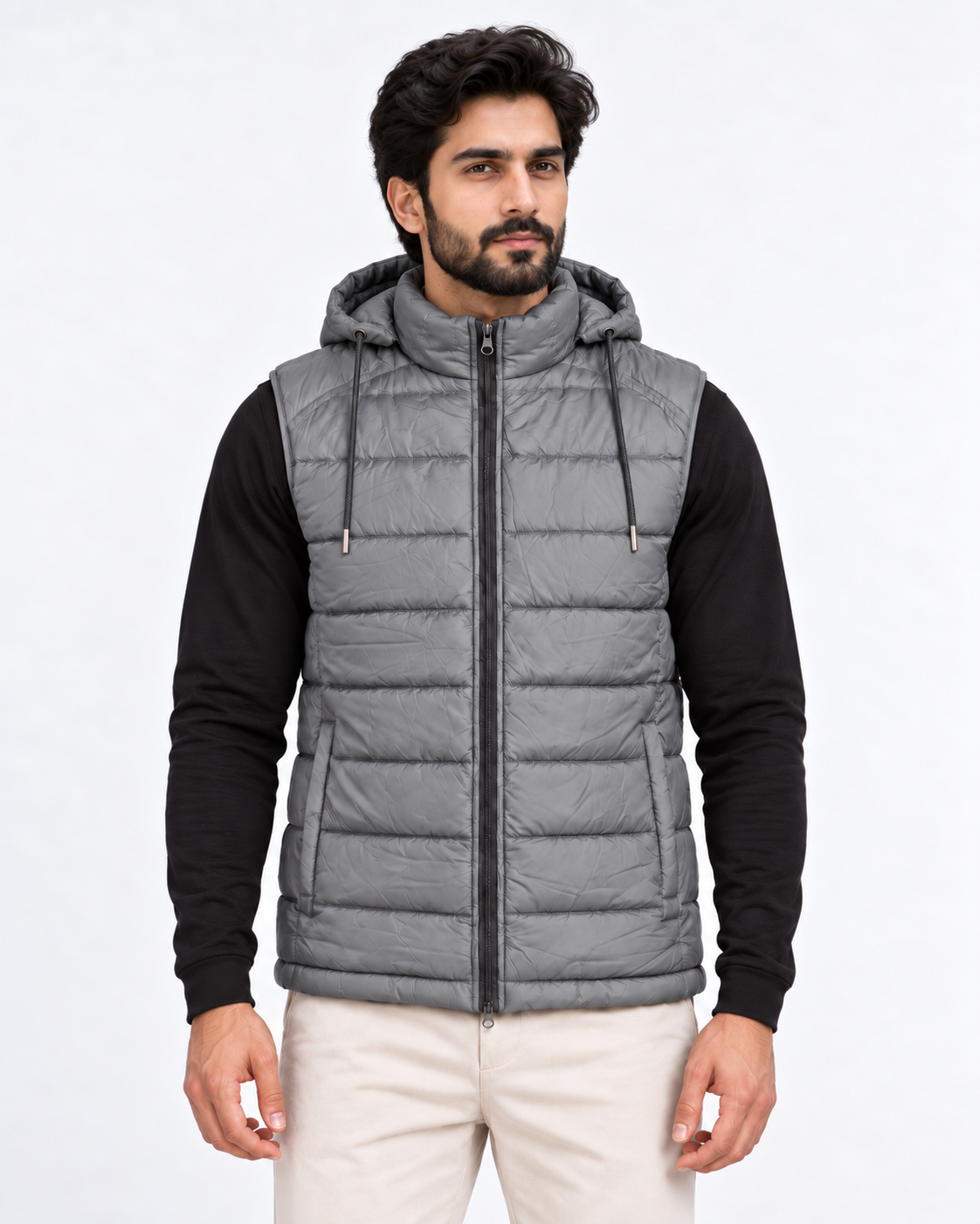 Elovery Men’s Grey Sleeveless Puffer Vest