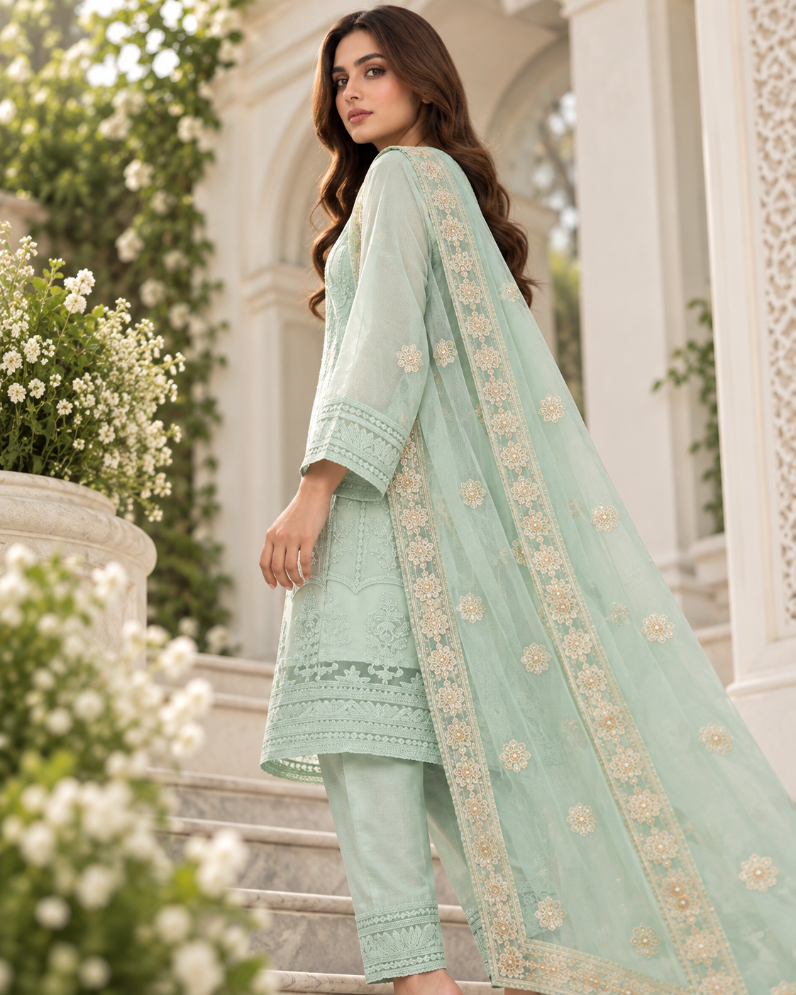 PC-46 Silk Embroidered 3 Piece Stitched Suit