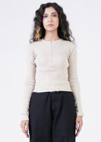 THE FULL-SLEEVES RIB SHIRT-SKIN TAN