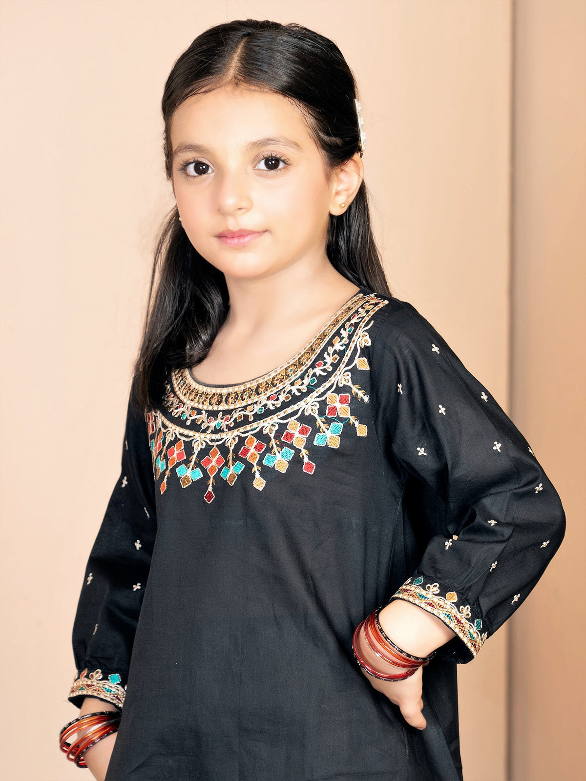 Girls Summer 2Pcs Embroidered Suit VG63-B