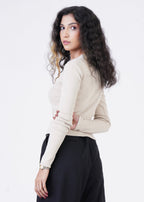 THE FULL-SLEEVES RIB SHIRT-SKIN TAN