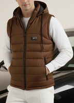 LOGO SLEEVELESS JACKET-BLACK