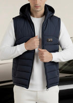 LOGO SLEEVELESS JACKET-BLACK