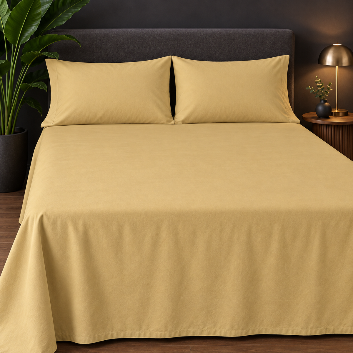 Premium Plain Bedsheet Set - Beige