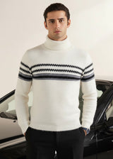 THE GLACIER STRIPE SWEATER-WHITE