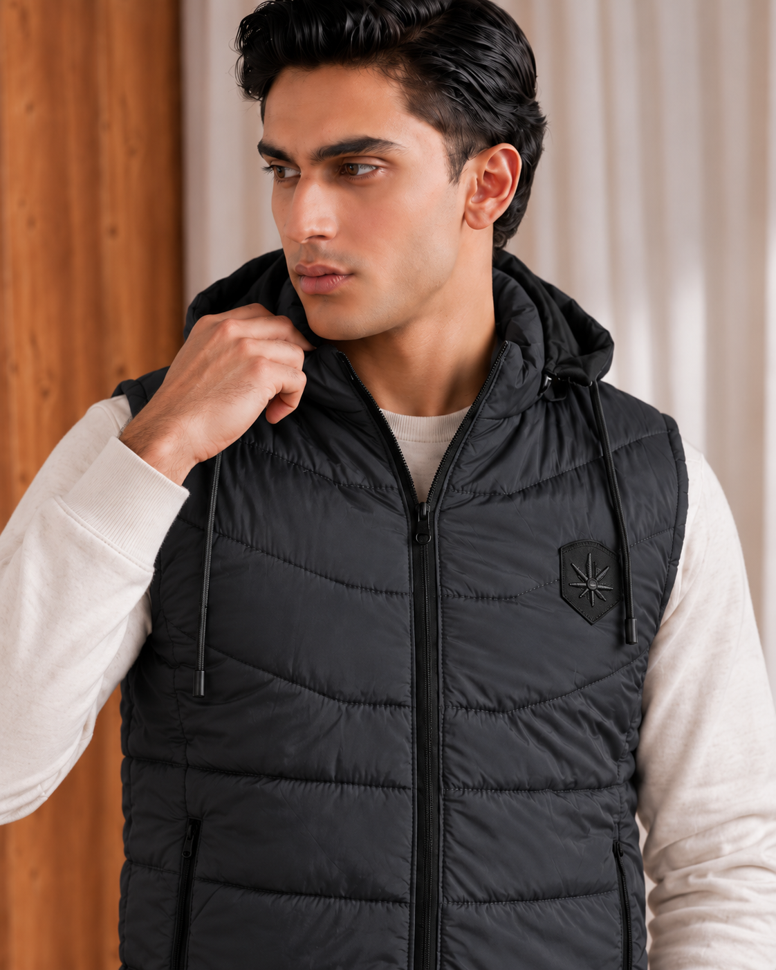 SLEEVLESS REMOVABLE & DETACHABLE JACKET-DARK GREY