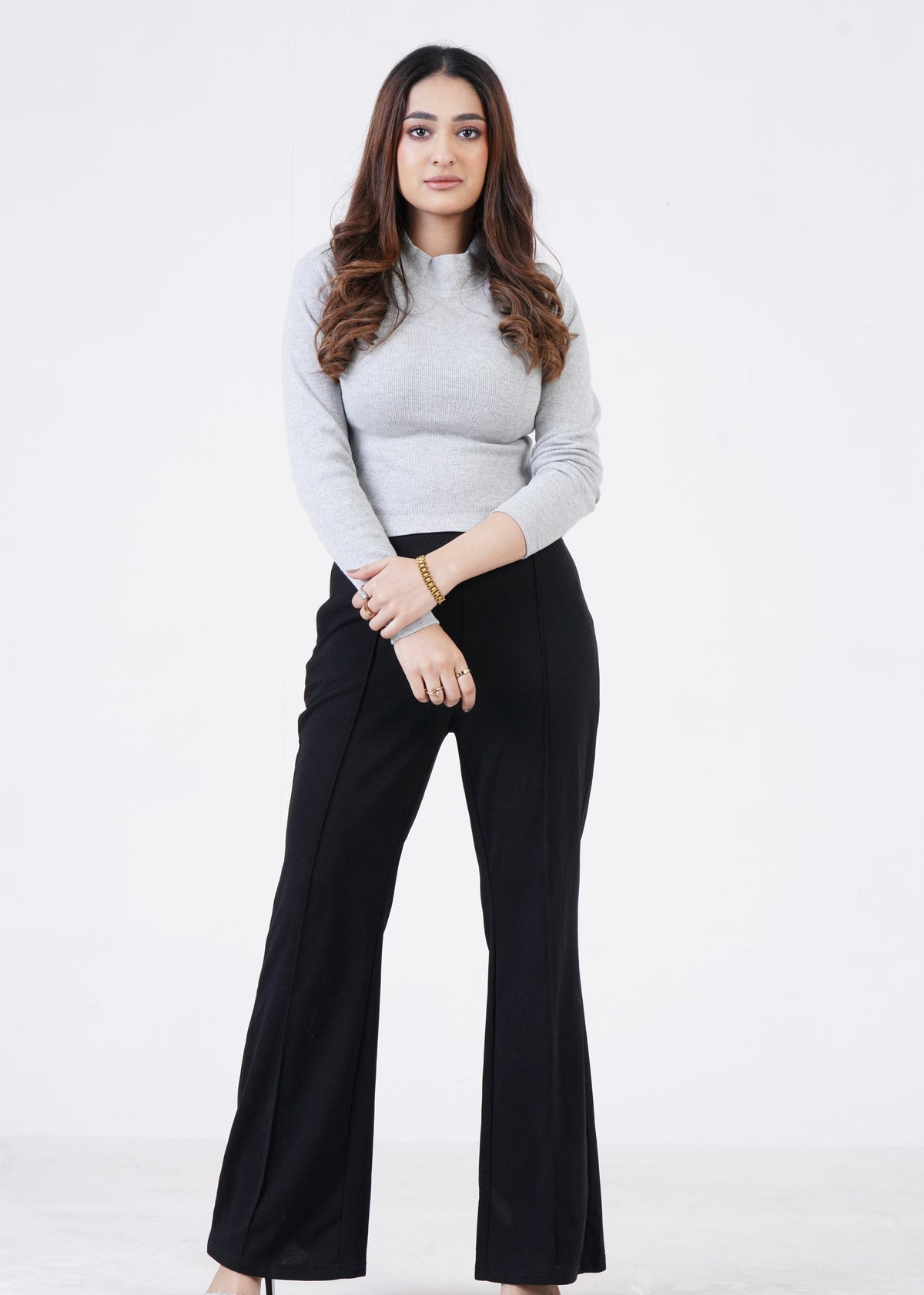 THE RIB FULL-SLEEVES HIGH-NECK-GRAY