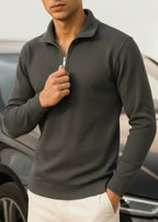 THE ALPHA STREET ZIP MOCK NECK-SEA-GREEN