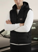 LOGO SLEEVELESS JACKET-BLACK