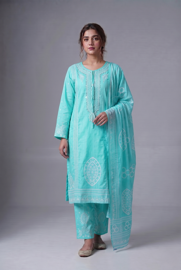 PC-252 Embroidered Stitched 3PC Suit