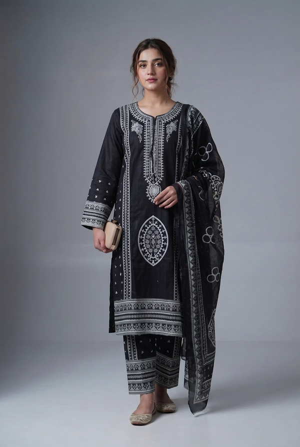 PC-253 Embroidered Stitched 3PC Suit