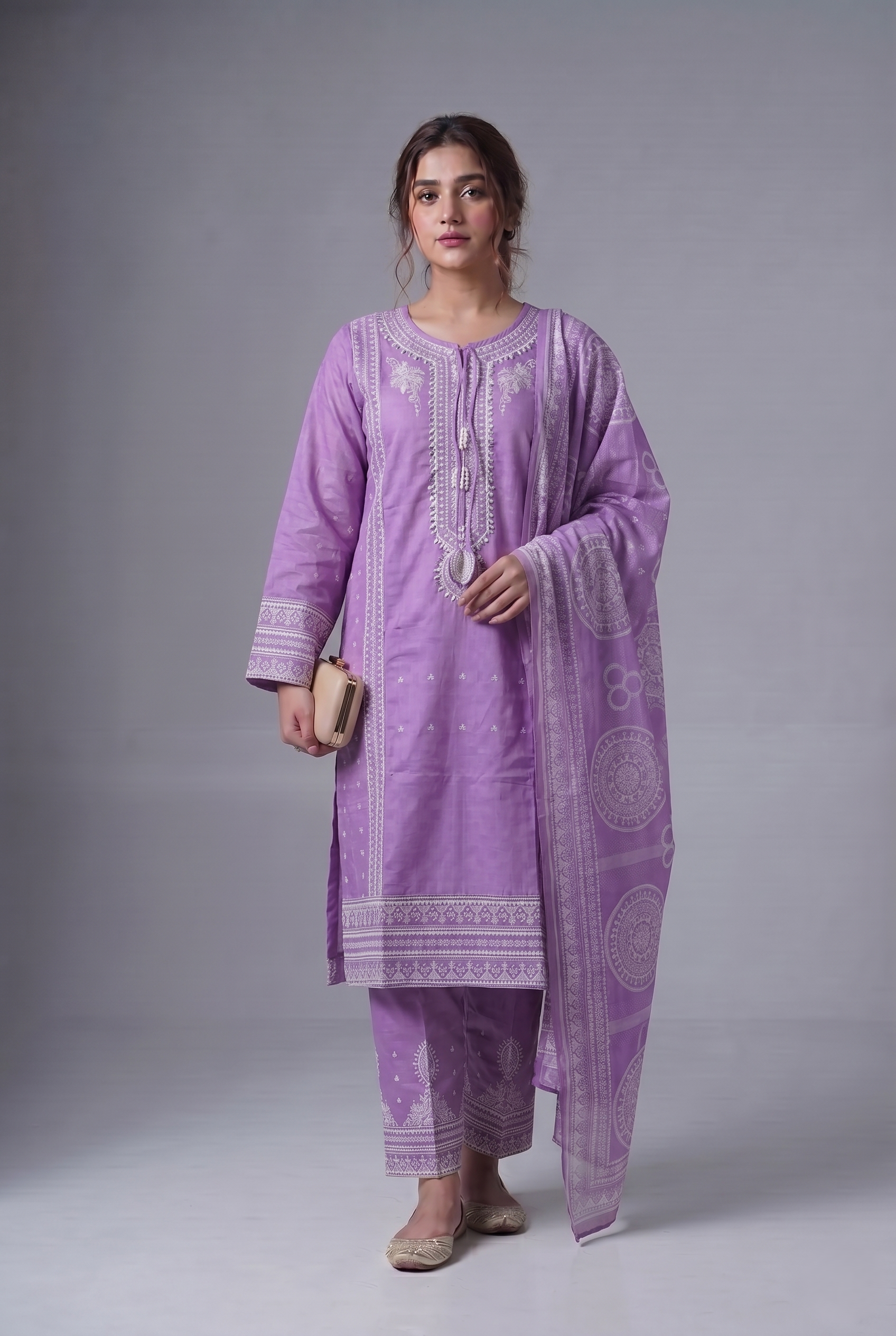 PC-251 Embroidered Stitched 3PC Suit
