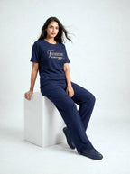 Femme Energy Navy Cotton Rib Female Outfit set