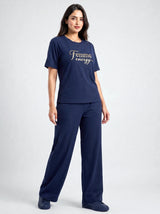 Femme Energy Navy Cotton Rib Female Outfit set