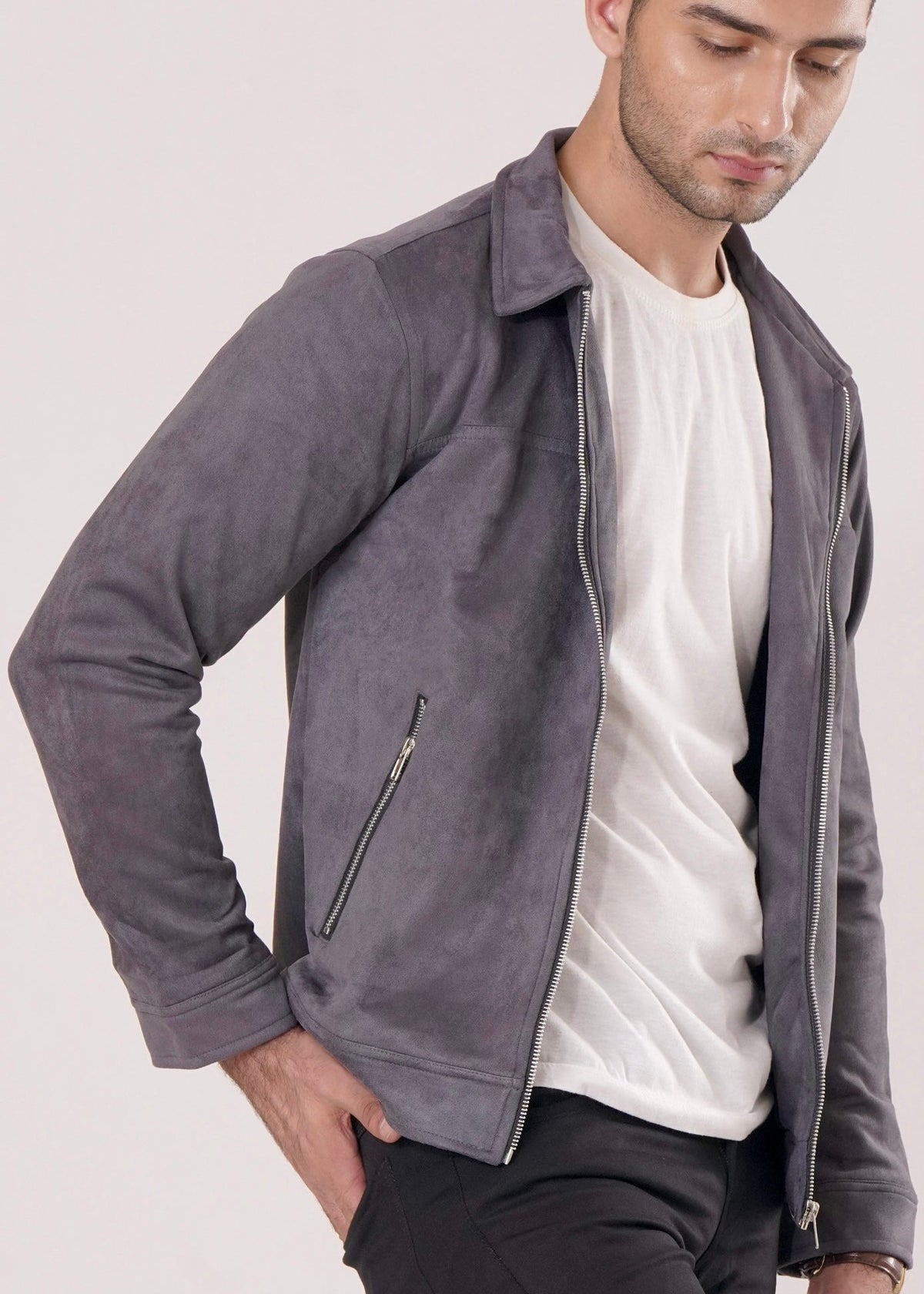 GRAY SUEDE JACKET-FT