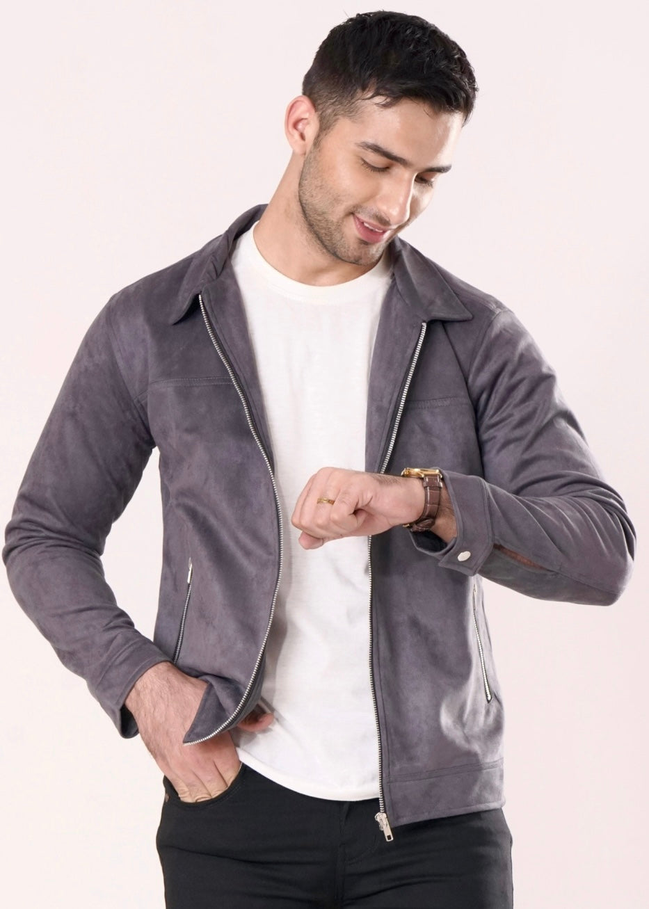 GRAY SUEDE JACKET-FT