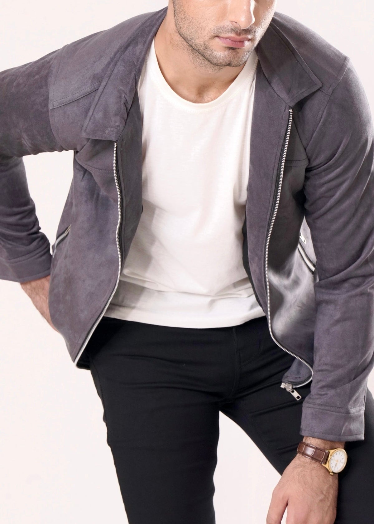 GRAY SUEDE JACKET-FT