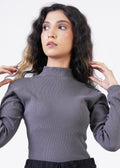 THE RIB FULL-SLEEVES HIGH-NECK-CHARCOAL