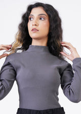 THE RIB FULL-SLEEVES HIGH-NECK-CHARCOAL