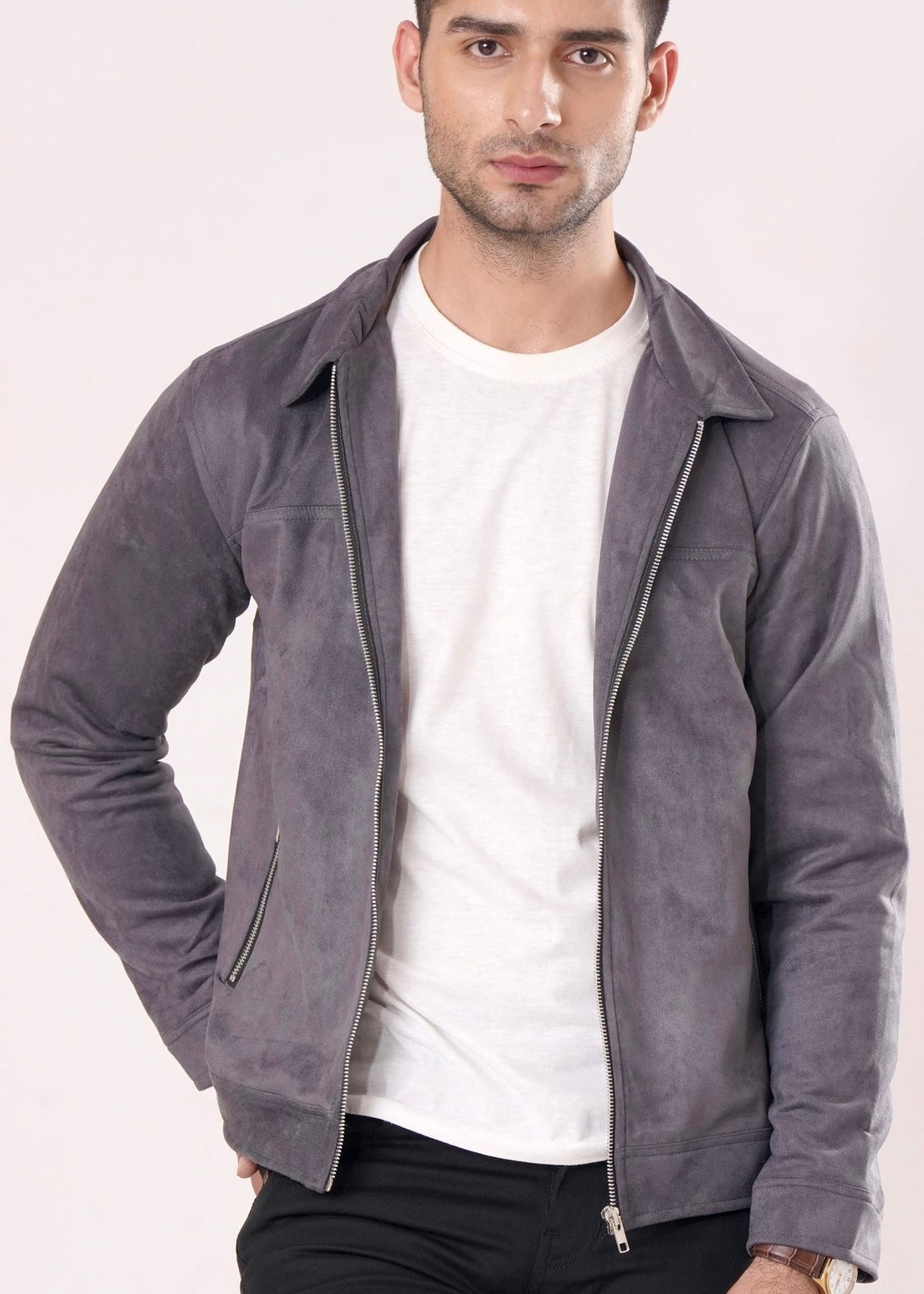 GRAY SUEDE JACKET-FT
