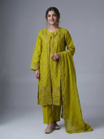 PC-201 Embroidered Stitched Long Gown Suit 4PC