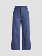 Women Cotton Wide Leg Pants - Dusty Blue