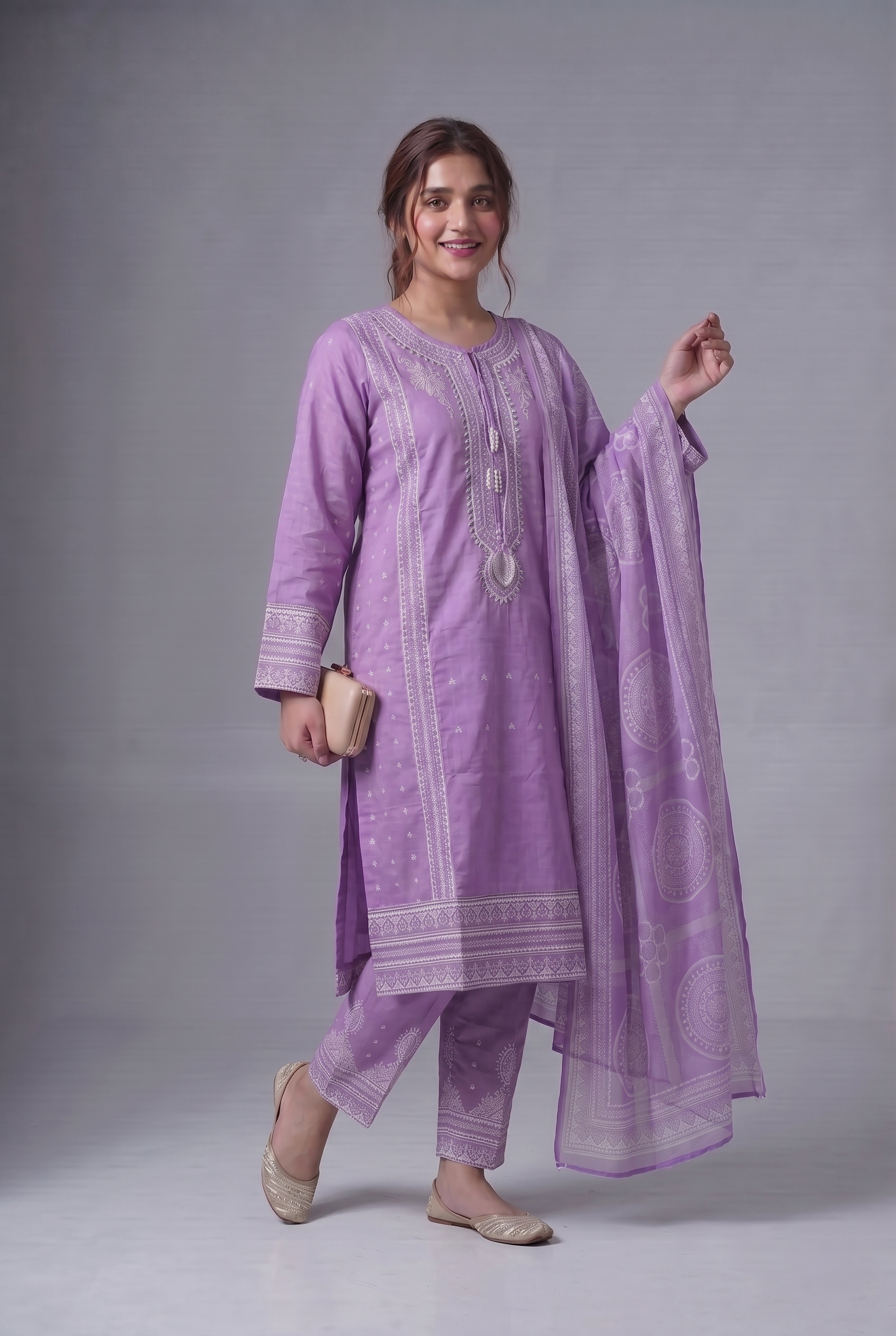 PC-251 Embroidered Stitched 3PC Suit