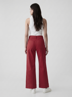 Women Cotton Wide Leg Pants - Maroon