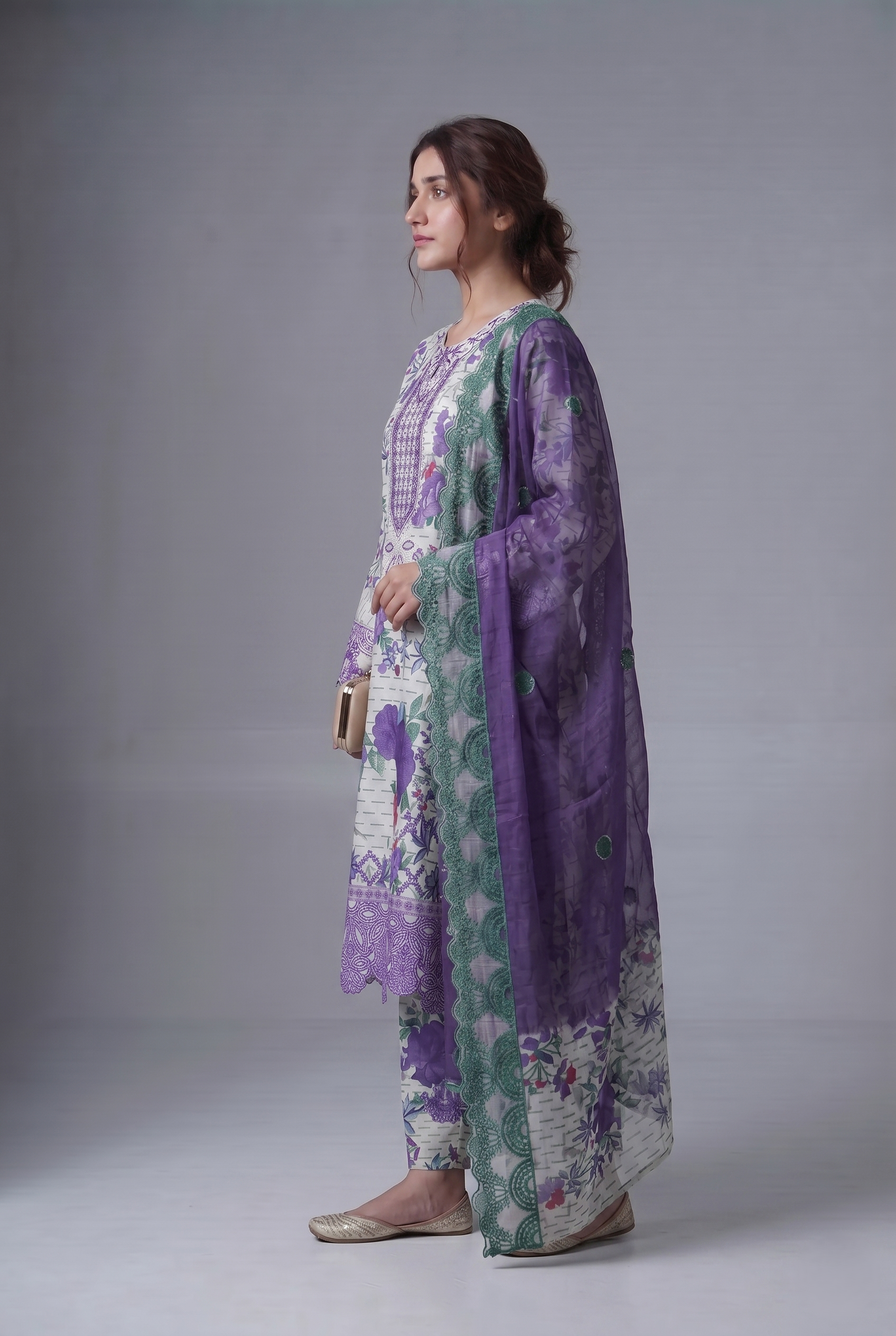 PC-801 Printed Embroidered Stitched 3PC Suit