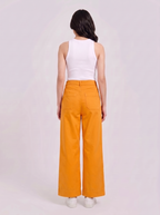 Women Cotton Wide Leg Pants - Mustard