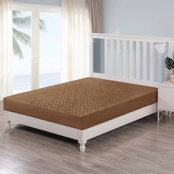 Terry Waterproof Mattress Protector- Brown