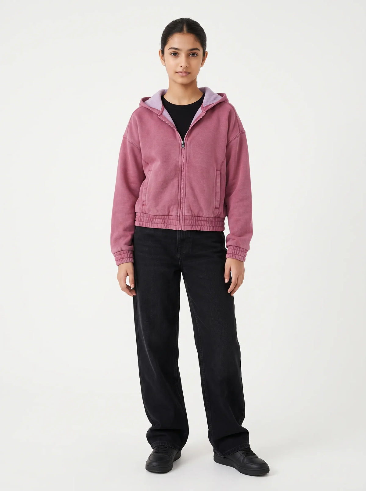 Pink Aura Acid Wash Cotton Hoodie