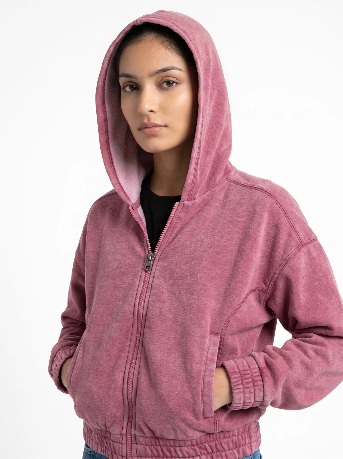 Pink Aura Acid Wash Cotton Hoodie