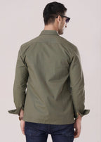 OLIVE GREEN COTTON SHACKET-FT