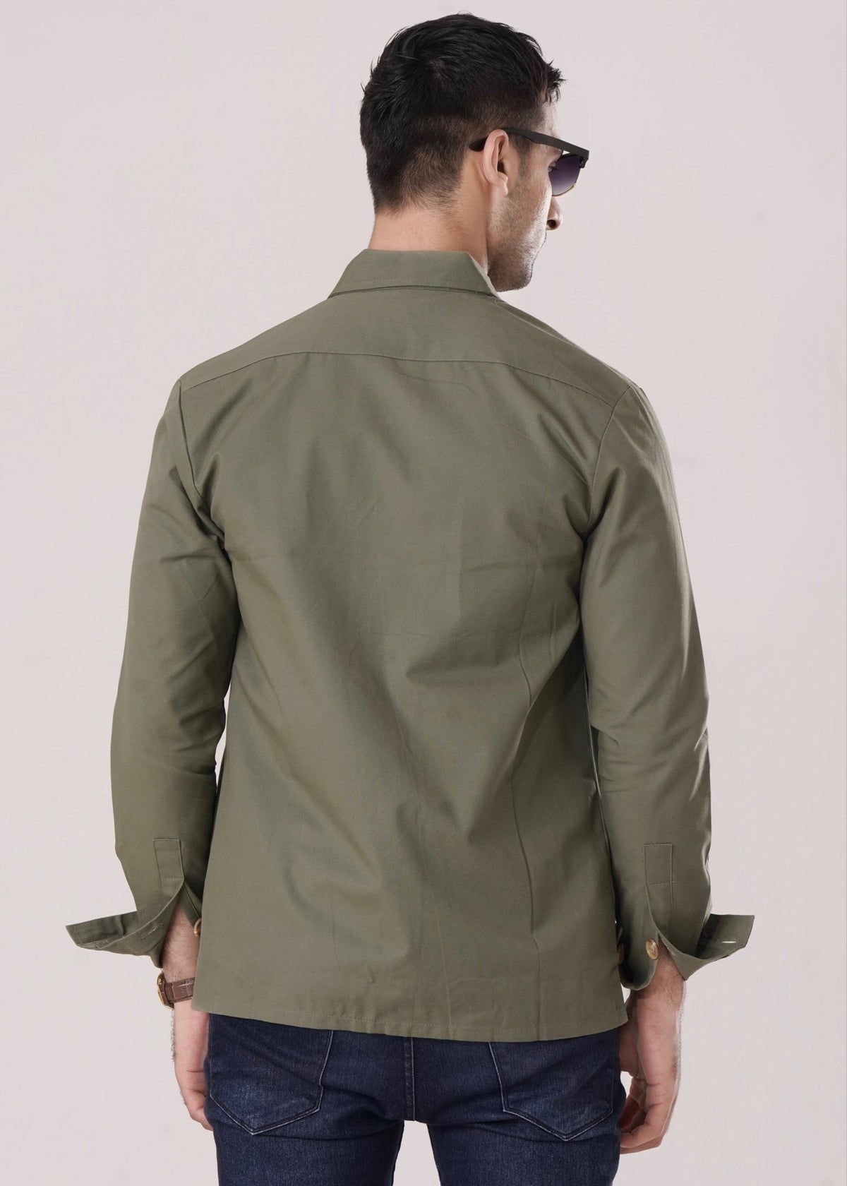 OLIVE GREEN COTTON SHACKET-FT