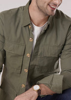 OLIVE GREEN COTTON SHACKET-FT