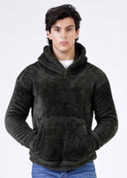 OLIVE-GREEN FUR HOODIE-FT