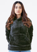 01 THE DOUBLE FUR HOODIE-OLIVE GREEN