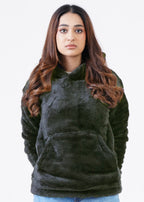 01 THE DOUBLE FUR HOODIE-OLIVE GREEN