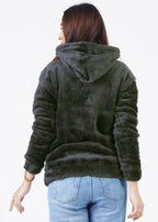 01 THE DOUBLE FUR HOODIE-OLIVE GREEN