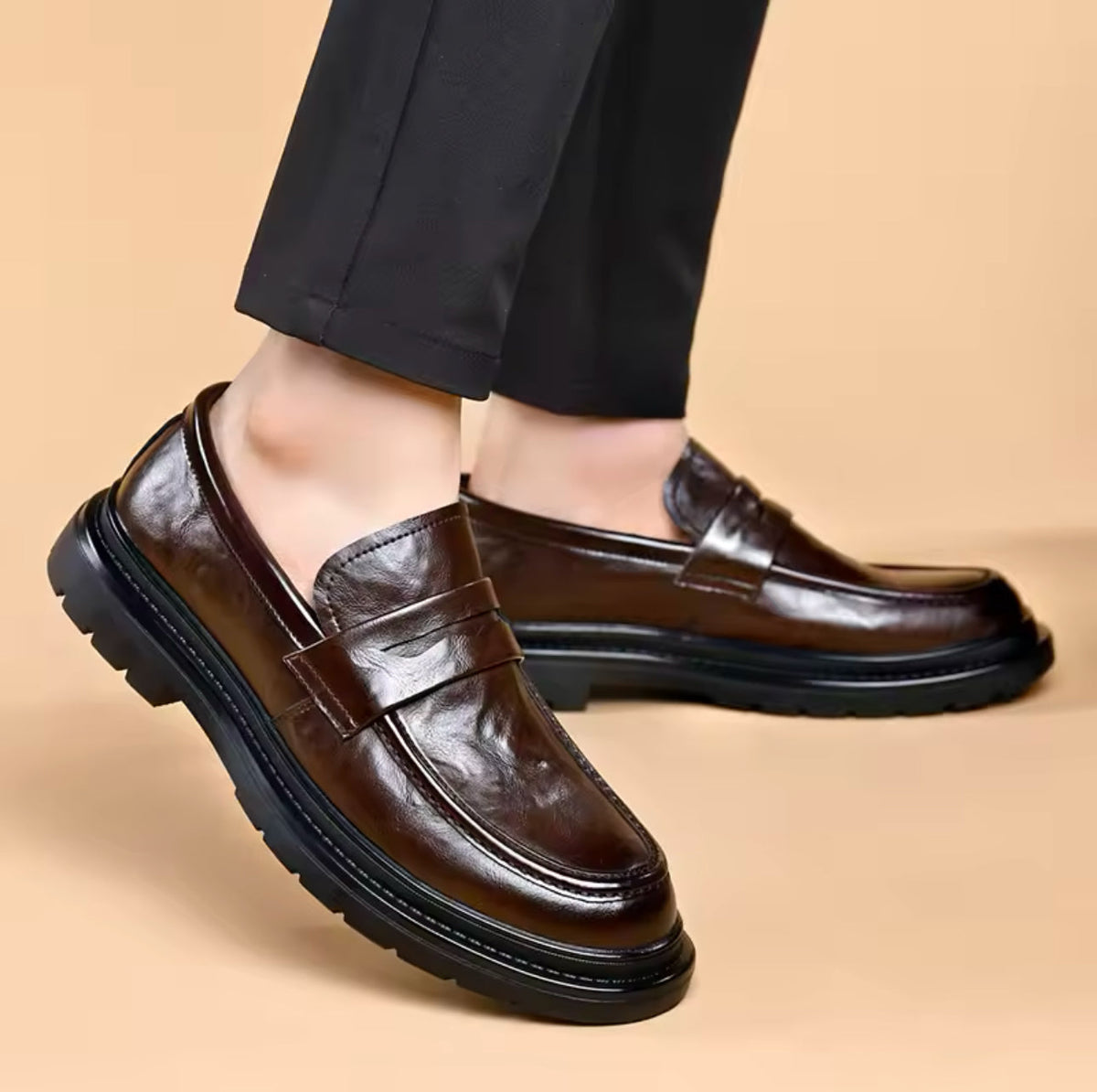 005 IMPORTED SHOES WITH RUBBER SOLE-BROWN