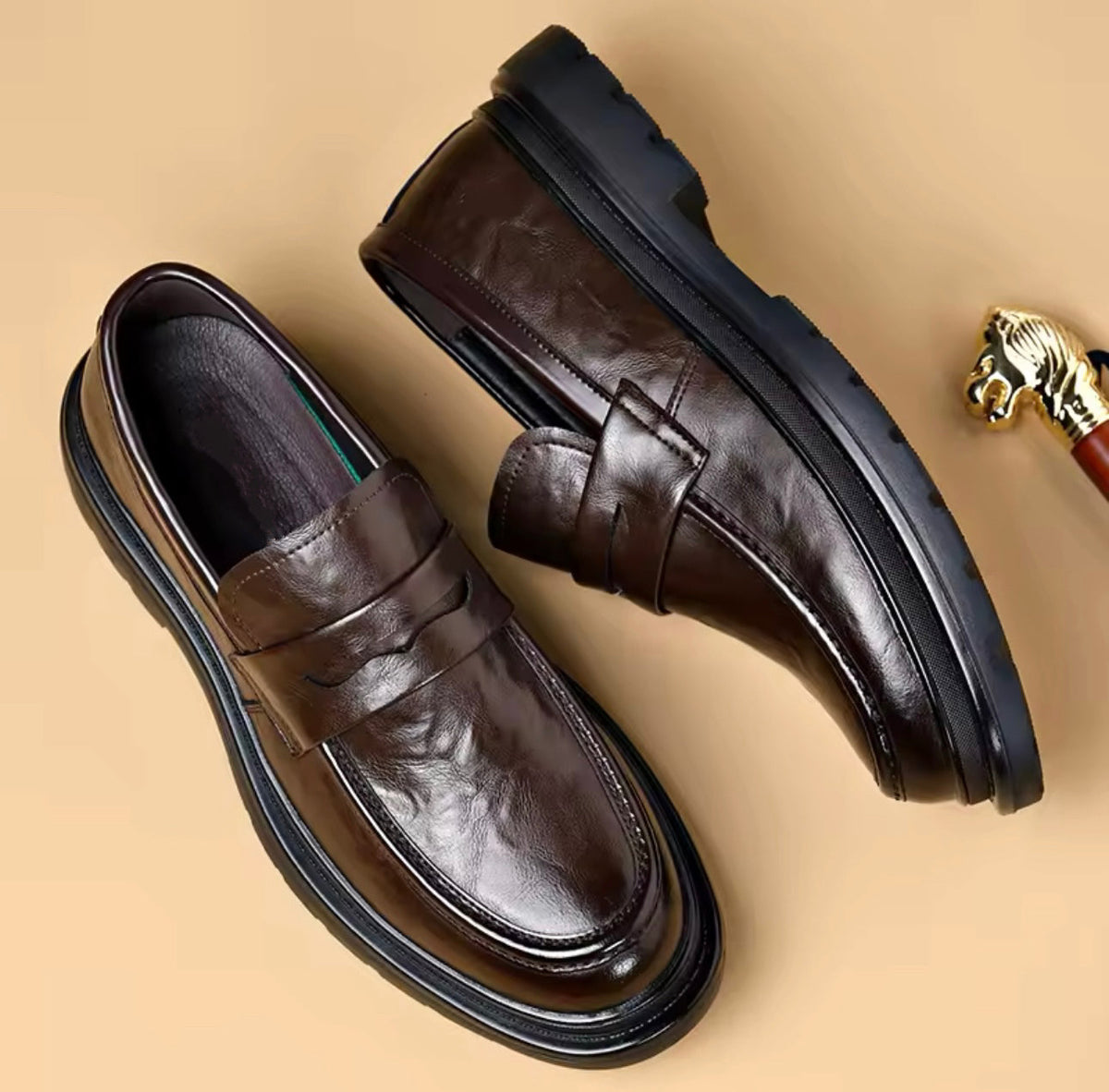 005 IMPORTED SHOES WITH RUBBER SOLE-BROWN