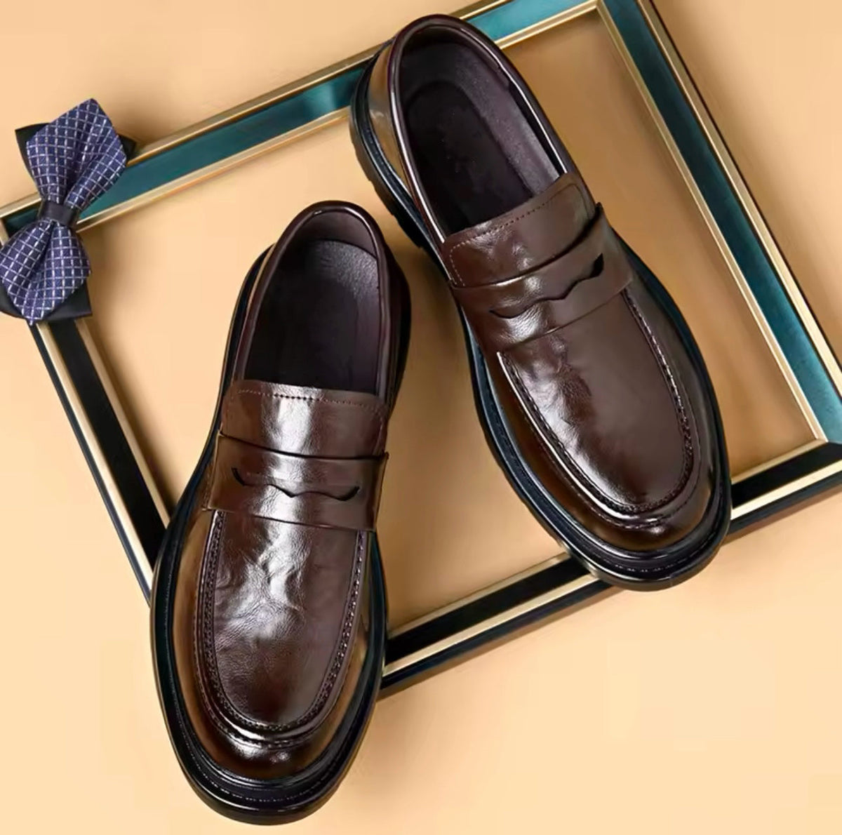 005 IMPORTED SHOES WITH RUBBER SOLE-BROWN