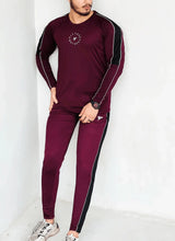 DARK MAROON MODERN TOUCHES TRACKSUIT WITH STYLISH CONTRAST