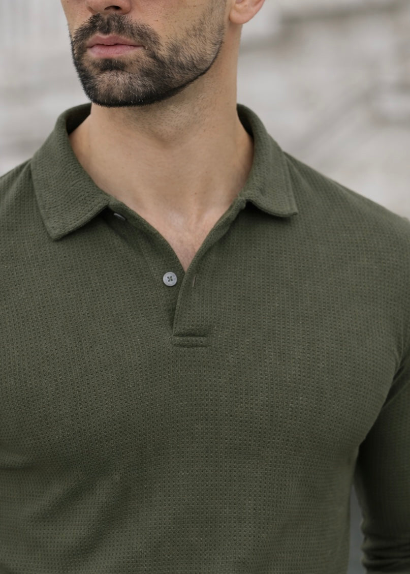 OLIVE-GREEN TEXTURED SHIRT-FT