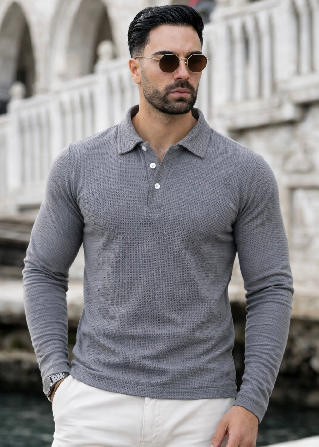 GRAY TEXTURED SHIRT-FT
