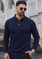THE SMART KNITTED POLO-NAVY