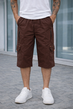 TACTICAL-COTTON CARGO-SHORTS-BROWN